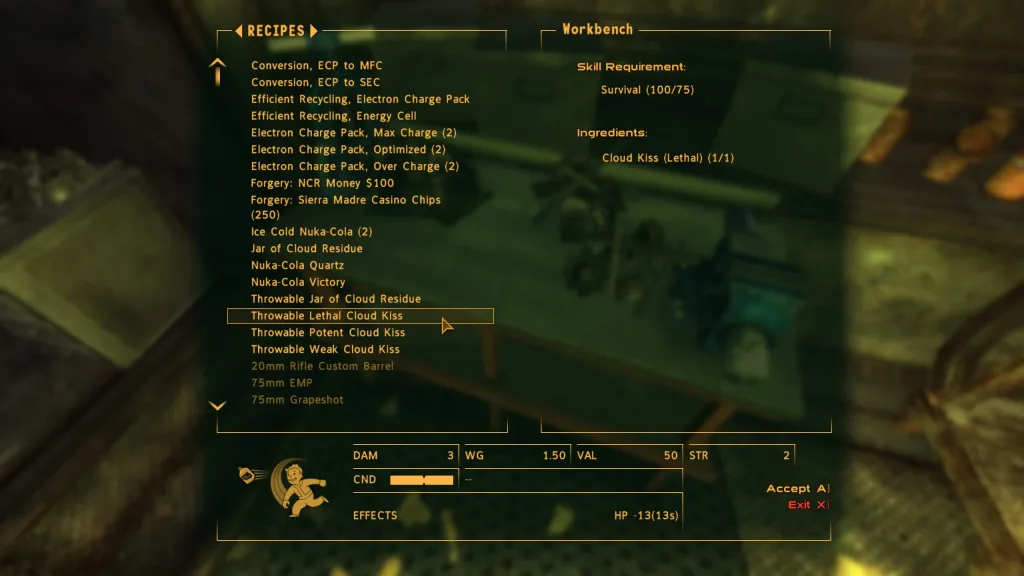 Мод на New Vegas использует токсичный газ из DLC "Мертвые Деньги" для создания смертельных гранат
