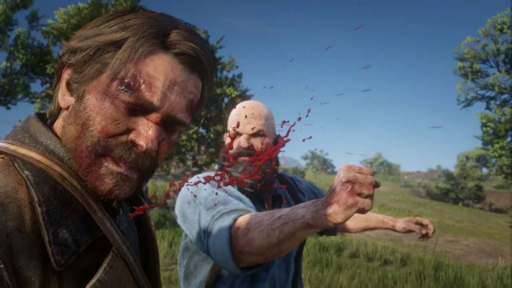 На костяшках NPC после удара появляются следы, Red Dead Redemption 2
