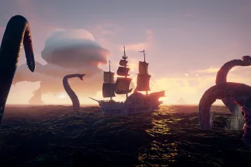 Битва пиратской команды a Sea of Thieves с Кракеном