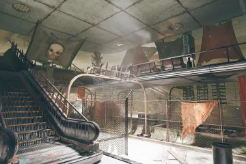 Новая локация Fallout 76 - укрепленный гараж-стоянка под разрушенным городом