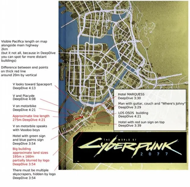 Поклонники Cyberpunk 2077 проследили маршрут, представленный в трейлере