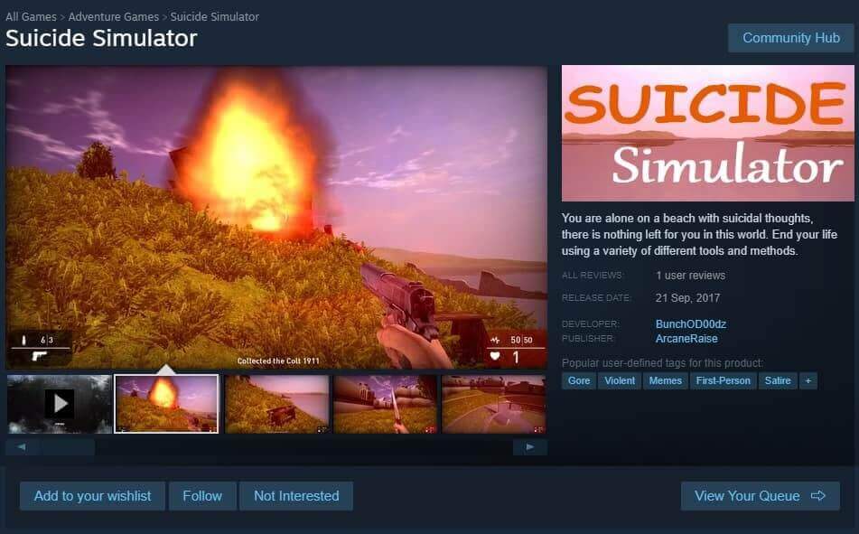 В Steam появился «Симулятор суицида»