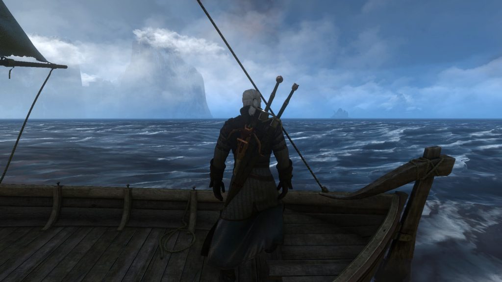 Модификация, которая добавляет объемные облака над островом Скеллиге в игре The Witcher 3: Wild Hunt