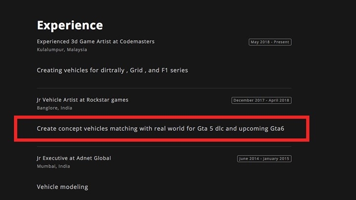 Портфолио бывшего сотрудника Rockstar подтверждает работу над GTA 6