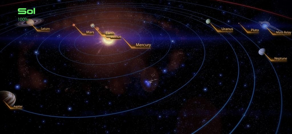 Правильное положение объектов Солнечной системы в Mass Effect 2