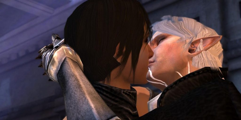 Фенрис целует Хоук перед финальным боем (Dragon Age 2)