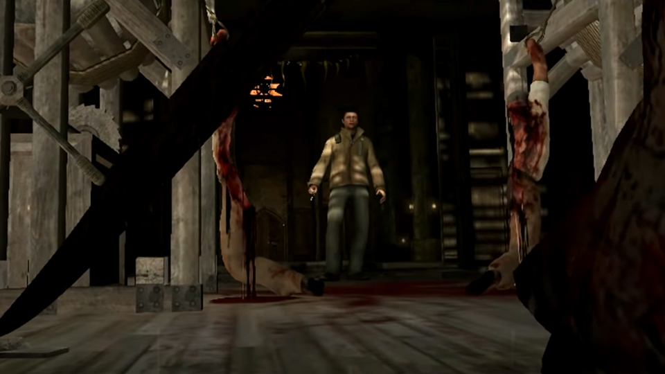 Пирамидоголовый разрубает Адама Шеперда напополам – Silent Hill: Homecoming